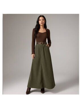 Minimalist Corduroy Skirt Maxi Green